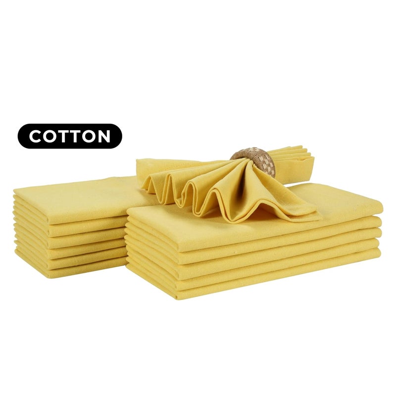 Bedding Craft Cotton Dinner Cloth Napkins Set of 12 â€“ 18x18 Sand Yellow â€“ Reusable & Machine Washable Fabric Napkins for Weddings, Restaurants & Everyday Dining - Image 3